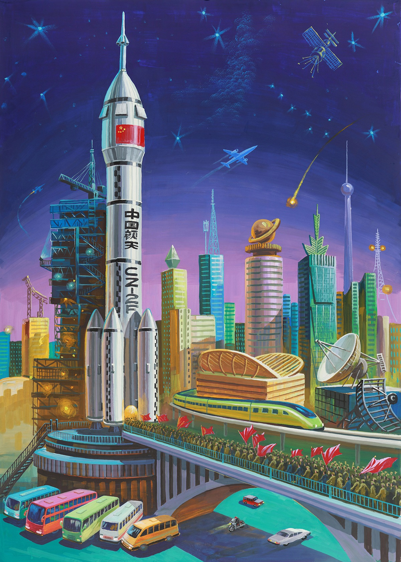 Illustration for article titled Modern Day China Painted By North Korean Propaganda Artists